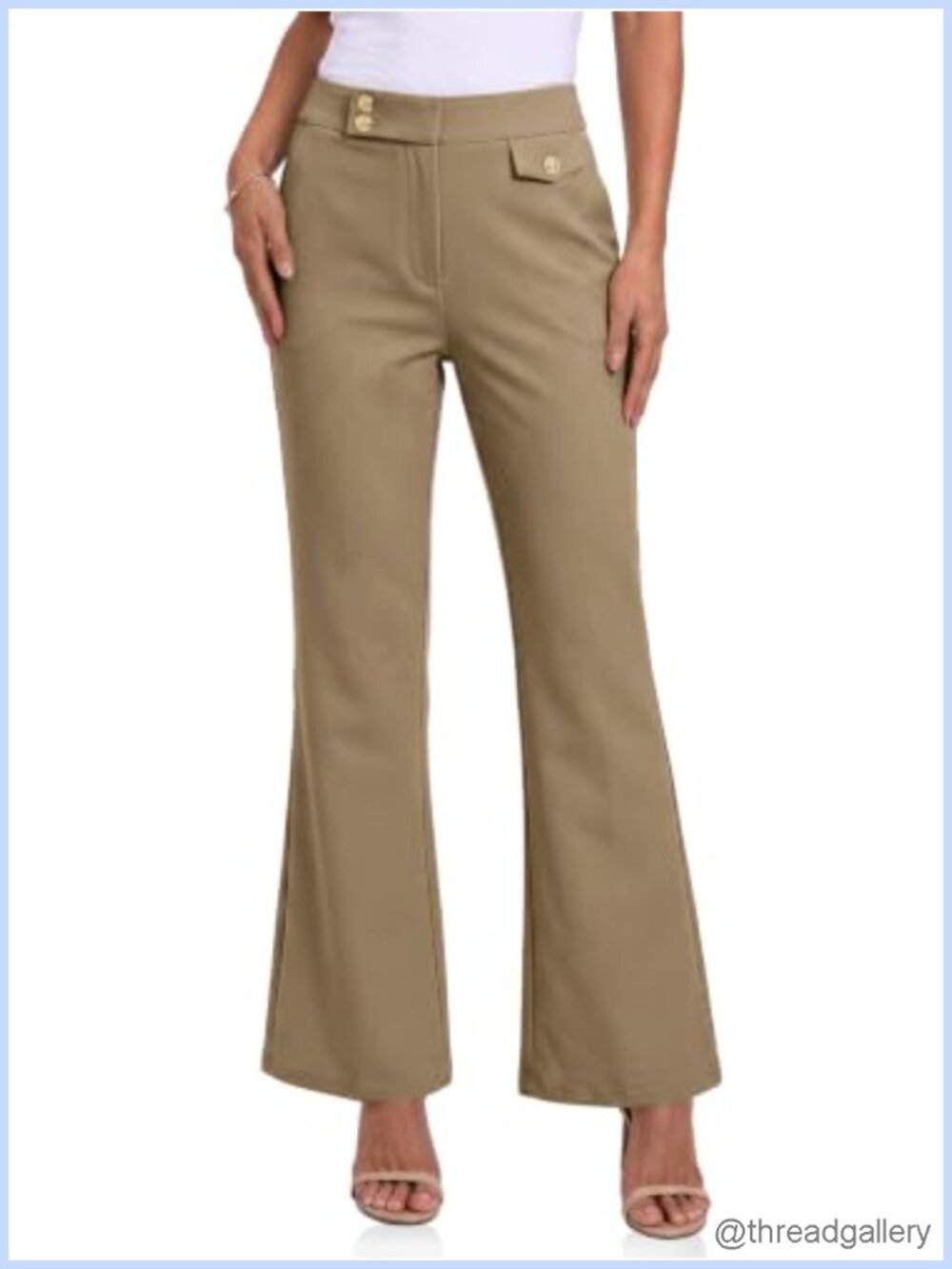 Cicy Bell Womens Flared Dress Pants Stretchy High Waisted Trousers